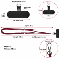 Cordon de cou universel réglable pour téléphone avec clip métallique renforcé, sangle bandoulière mains libres pour coques de téléphone portable