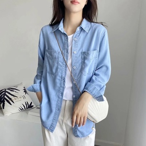 Femmes petit ami Jeans chemises Denim Blouses Cowboy tunique hauts coréen été printemps Cardigan veste Western <span class=keywords><strong>chemise</strong></span> - Product Image 4