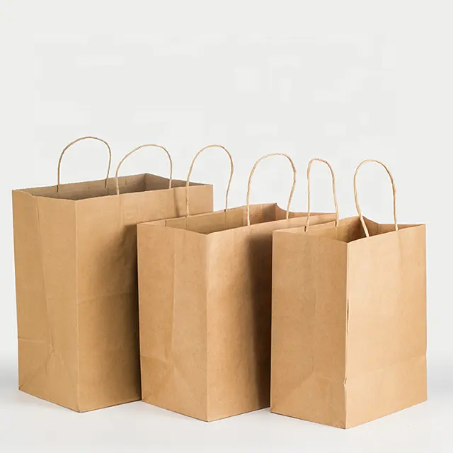 LOKYO Customized logo take away white food bag fashion shopping bag brown kraft paper bags