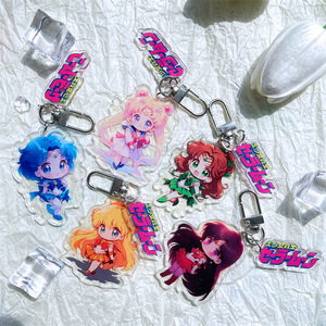 Customized Japanese Man Beautiful Girl Warrior Water Ice Moon Q Edition Image <b>Keychain</b> Card <b>Keychain</b> Acrylic Accessories - Product Image 1