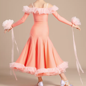 Leotardo de Baile Latino de Alta Calidad <span class=keywords><strong>con</strong></span> Falda, Conjunto de Vestido de Malla para Baile de Salón, <span class=keywords><strong>Tango</strong></span>, Samba, Estilo Gran Swing, Vestidos de Vals para Niñas - Product Image 3
