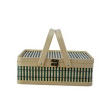 Panier en bambou Anji, style vintage chinois, portable, pour le Festival du Dragon, le Festival de la Mi-Automne, les boulettes de riz et les gâteaux de lune