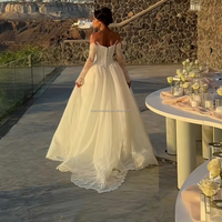 Robe de mariée de style nouveau 2230, personnalisée, luxueuse, super élégante, broderie, sans bretelles, manches longues, dentelle, robe de mariée en forme de A