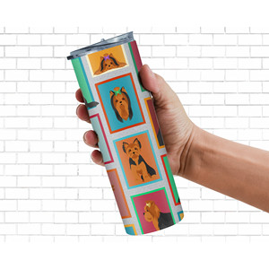 Beaucoup de gobelets fins en acier inoxydable Yorkie noir et brun - Product Image 4