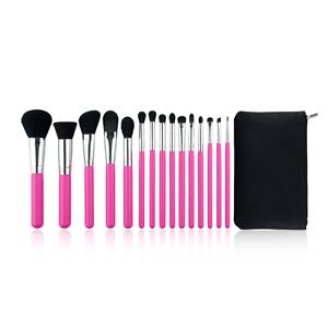 Ensemble de 15 pinceaux de maquillage vegan, poils noirs, pinceau plat courbé, kit d'outils cosmétiques pour le visage, fond de teint, personnalisable OEM - Product Image 2