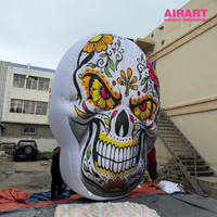 Mur géant gonflable en forme de crâne de sucre pour Halloween, grand toile de fond coloré en forme de crâne pour événements festifs et décoration de maison hantée