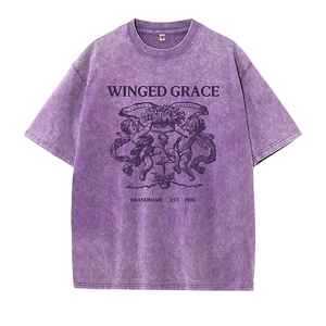 T-shirt da <span class=keywords><strong>uomo</strong></span> retrò effetto acid-wash, distressed, vestibilità ampia, stile streetwear, a maniche corte, stampata, personalizzabile - Product Image 2