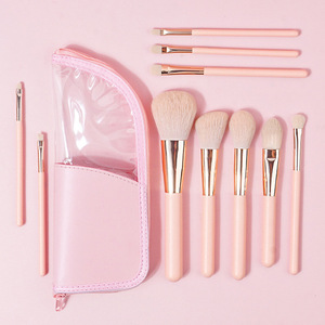 Set de 10 Brochas de Maquillaje Rosadas, Pelo Sintético para Rostro, Corrector, Lápiz de Cejas, Brochas Portátiles para Sombras de Ojos, Venta al por Mayor - Product Image 1