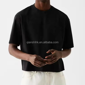 เสื้อยืดคอกลมเปิดไหล่สีดำสำหรับผู้ชายเสื้อเชิ้ตผ้าฝ้าย100% สำหรับผู้ชายเสื้อยืดครอปแบบเรียบสำหรับฤดูร้อน - Product Image 1