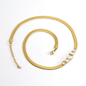 Fashion Zircon Blade Necklace 18k Gold Plated Titanium Steel Geometric Chain For Women Party Jewelry - Product Image 5