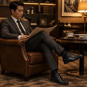 <span class=keywords><strong>Scarpe</strong></span> Derby in Pelle di Cavallo Lavata per Uomo, Suola in Pelle Goodyear, Allacciatura Formale per Affari - Product Image 6