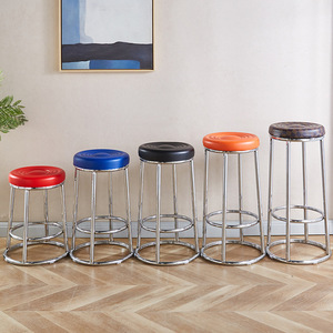 Tabouret <span class=keywords><strong>de</strong></span> <span class=keywords><strong>bar</strong></span> haut <span class=keywords><strong>de</strong></span> gamme à structure métallique surélevée, design moderne, pour salle <span class=keywords><strong>de</strong></span> jeux, café, salon <span class=keywords><strong>de</strong></span> thé, usage commercial - Product Image 4