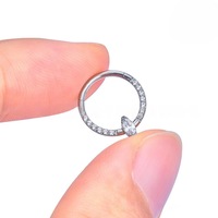 Perhiasan Hidung Personalisasi F136 Cincin Hidung Poles dengan Zirkonia Bentuk Marquise, Cincin Septum Hidung, Cincin Tertutup