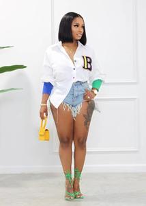 2022 automne vêtements casual elegant blouses et chemises pour femmes dames colour block shirts blouses tops - Product Image 2