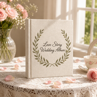 Album photo en lin brodé à la main de luxe, design feuille de Ginkgo, livre de souvenirs de mariage, couverture en tissu, scrapbook, cadeau haut de gamme