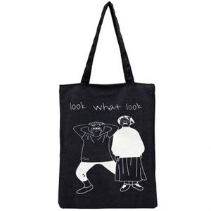 Custom Women's Custom Printed Eco-friendly Folding Shopping Canvas Tote <b>Bag</b> Letter Pattern Style - Product Image 4