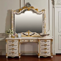 JS Luxuriöses Kingsize-Schlafzimmer-Set im Europäischen Stil, Neuestes Antikes Modisches Grau-Gold-Schlafzimmer-Set