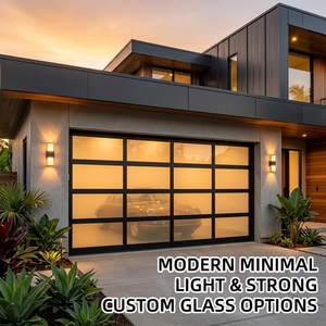 Porte de garage en aluminium et verre à vue complète, insonorisée, à fonctionnement fluide et durable, finition moderne, 8x8, pour villa de luxe - Vente chaude en gros - Product Image 1