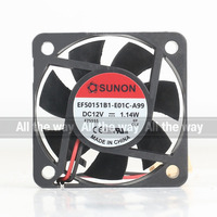 Sunon 5V 24V 48V DC 12V 1.14W AC EC 5015 50X50X15MM 5CM Suspensi Magnetik Chassis Senyap 2-kabel EF501511-E01C-A99 Kipas Pendingin