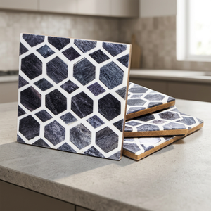 Juego de Posavasos Clásicos de Hueso Incrustado 100% Ecológicos de Alta Calidad, Decorativos, de 600 mm de Diámetro y 2 mm de Grosor - Product Image 1