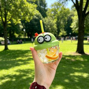 Cute Mini <b>Straw</b> Glass <b>Cup</b> With <b>Lid</b> Trendy Design For Travel <b>And</b> Gifts - Product Image 2