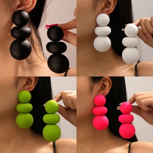 Pendientes Redondos con Diseño de Pintura Colorida de Verano para Mujer, Joyería de Piedra Natural de Varias Capas a la Moda - Product Image 2