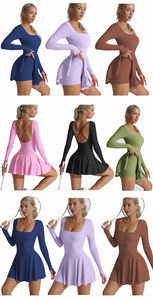 Kadın Koşu Antrenman Spor Kız Tenis Etekleri Entegre Şortlu Yüksek Bel Golf Kıyafeti Tenis Etekleri Golf Elbisesi - Product Image 4