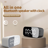 Speaker Bluetooth nirkabel portabel, alarm ganda Jam Speaker untuk kamar mendukung kartu TF FM Radio Hands-free cermin permukaan jam