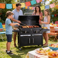 Grande Barbecue à Charbon de Bois avec Armoire, Robuste, pour Extérieur, Installation Facile pour Jardin et Terrasse, Direct Usine OEM