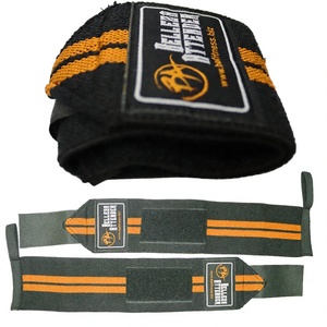 Sangles de soutien réglables pour poignets Hellzer Fitness pour la musculation avec fermeture auto-agrippante noir et orange - Product Image 1