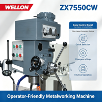 Machine de perçage et de fraisage universelle WELLON ZX7550CW, multifonctionnelle, de moyenne capacité, avec tête de fraisage pivotante à 180°