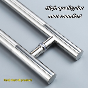 Chinese Round Tube Office Building <strong>Door</strong> Stainless Steel Glass Office <strong>Door</strong> Hollow Long Handle - Product Image 3