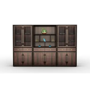 Gabinete de archivos de madera sólida, gabinete de oficina pequeño, negro, venta al por mayor