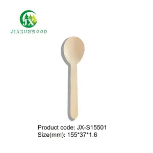 Custom Package Natural Birch Wood Spoon 155mm Disposable Private Label Wedding Wooden Spoons Sanding Sample
