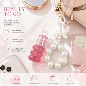 Set Regalo Mini Lucidalabbra con Portachiavi Personalizzabile OEM/ODM, Gel Rosa Trasparente Scintillante Non Appiccicoso, Accessorio Decorativo Portatile per Borsa - Product Image 6
