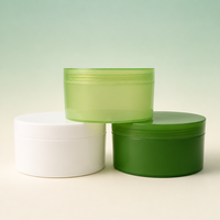 Pot en plastique translucide vert et blanc de 300g, grande capacité, à large ouverture, pour masque facial à l'aloe vera, 250g, 250ml, 8oz, avec couvercles