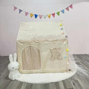 Tente de jeu pliable pour enfants à carreaux pastel, château de princesse pour tout-petits, coin lecture, sommeil et jeu pour s'amuser - Product Image 6
