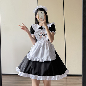 Maid Costume Embroidered Black Polyester Dress For Cosplay Anime Role Play Spring 2022 - Product Image 4