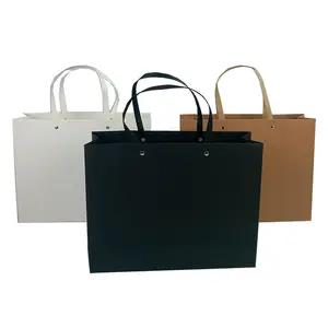 Customisez votre propre Logo, sacs cadeaux en carton noir de luxe pour chaussures, sacs en papier avec poignées