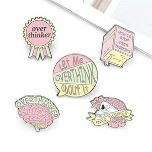 Overthinker esmalte Pins personalizado Overthinking Award cerebro huesos libro broches bolsa solapa Pin dibujos animados insignia joyería regalo para amigos - Product Image 1