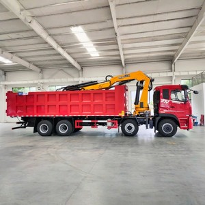 Camion benne hydraulique DONGFENG 8X4 avec grue à flèche articulée de 25, 20 ou 16 tonnes et benne basculante - Product Image 4