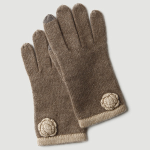 Guantes de Cachemira Tejidos con Diseño Floral para Mujer, Cálidos para Invierno, con Pantalla Táctil, Dedos Completos, Fábrica de Mongolia Interior - Product Image 1
