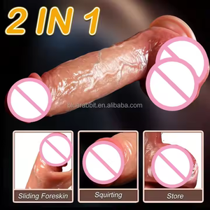 Eco-vriendelijke 2-in-1 zachte dildo met ergonomisch ontwerp en realistische squirting-functie voor vrouwelijke masturbatie, seksspeeltje voor volwassenen - Product Image 3
