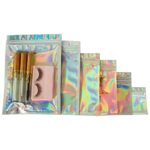 Front clear Mylar Holographic Packaging Bag for Cosmetics Beauty Sponge Packaging
