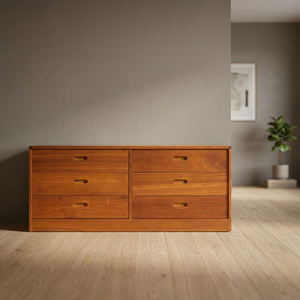 Mid Century Teak <b>Wood</b> <b>Dresser</b> with 6 Drawers and Recessed Plinth Base - Product Image 2