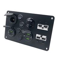 Panneau de commande marin à 4 interrupteurs à bascule numériques avec voltmètre, interrupteur à bascule marche/arrêt, prise d'alimentation 50 A, USB / prise allume-cigare