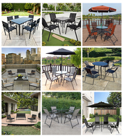 Ensemble de salle à manger de jardin en acier imperméable pour l'extérieur, 7 pièces, table et chaises en verre trempé ondulé de 5 mm