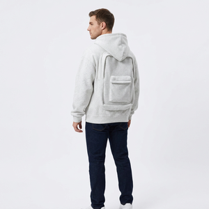 Men's Hooded Hoodie Gray Fleece Pocket Casual Autumn Regular Fit <b>Knitted</b> Cotton Hoodie Machine Washable Non-Stretch Front <b>Bags</b> - Product Image 1