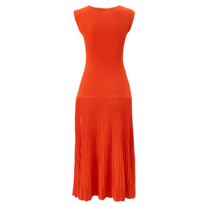 <span class=keywords><strong>Abito</strong></span> Elegante Semplice e Lusinghiero <span class=keywords><strong>in</strong></span> <span class=keywords><strong>Maglia</strong></span> a Mezza Lunghezza da Donna, Tinta Unita, Girocollo, Senza Maniche, <span class=keywords><strong>Plissettato</strong></span>, per Uso Quotidiano e Pendolarismo - Product Image 4