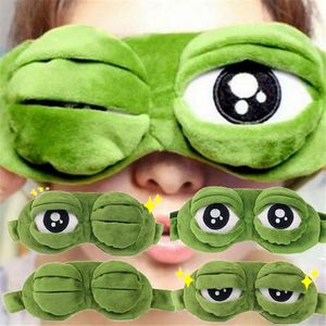 Weiche Plüsch-Schlafmaske Reise Traurige Frosch-Augenmaske gepolsterte Ruhe-Hilfs-Augenmaske 3D Augenbinde Kind Erwachsene Augenpatch entspannendes Massage - Product Image 4